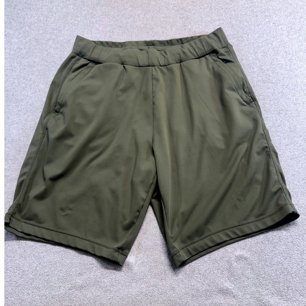 32 Degrees Cool Shorts Mens L Olive Green Stretch Performance Athletic Outdoor